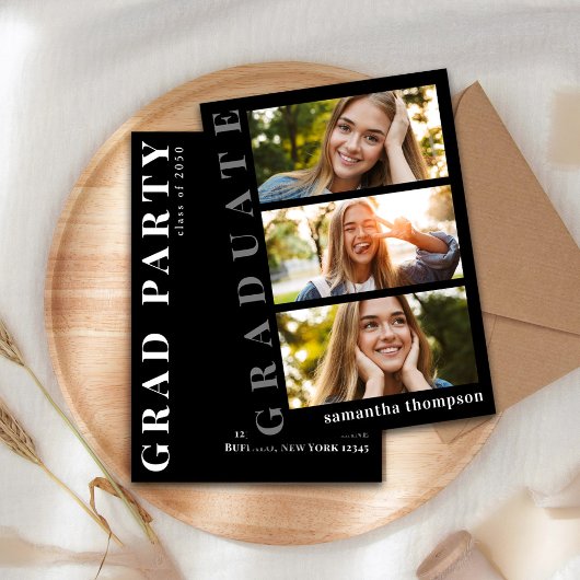 Afstudeerfoto zwart-wit moderne foto-collage kaart