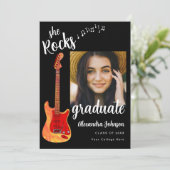 Afstudeerfoto Zwart Wit Script Afstudeerfeest Kaart (Staand voorkant)