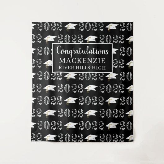 Afstudeerfoto Zwarte Klas Jaar Foto Backdrop Wandkleed (Voorkant)