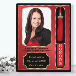Afstudeerfotoplaquette met onderscheiding rood fotoplaat
