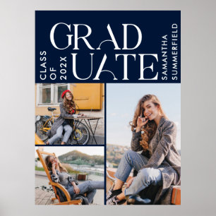 Afstudeerfoto's Navy Blauwe Witte Afgestudeerde 20 Poster