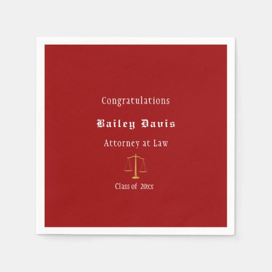 Afstudeergoud Schalen van de Rechtvaardigheid Rood Servet (Voorkant)