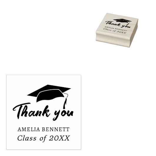 Afstudeerhoed Afgestudeerde Dank je Rubberstempel (Gestempeld)