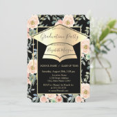 Afstudeerhoed, Bloemen Rozen Zwart Afstuderen   Kaart (Staand voorkant)