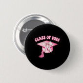 Afstudeerhoed Cl 2026 Roze Coquette Strik Afstudee Ronde Button 5,7 Cm (Voorkant /achterkant)