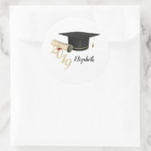 Afstudeerhoed, diploma - Gepersonaliseerd Ronde Sticker (Tas)