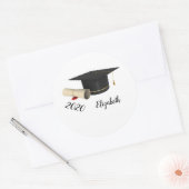 Afstudeerhoed, diploma, naam ronde sticker (Envelop)