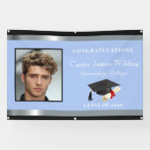 Afstudeerhoed Diploma Persoonlijke foto Zwart Blau Spandoek (Horizontaal)