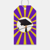 Afstudeerhoed & Diploma - Schoolkleuren Paars Cadeaulabel (Voorkant)