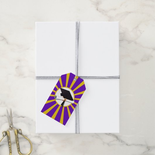 Afstudeerhoed & Diploma - Schoolkleuren Paars Cadeaulabel (Met Touw)