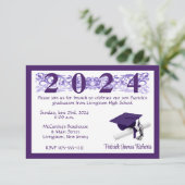 Afstudeerhoed & diploma, Wit & Paarse Afstuderen Kaart (Staand voorkant)