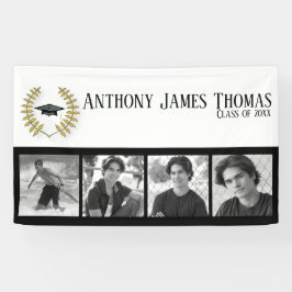 Afstudeerhoed en Bladeren Grad Banner 3' x 5 '