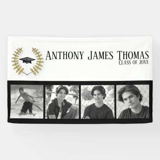 Afstudeerhoed en Bladeren Grad Banner 3' x 5 ' (Horizontaal)