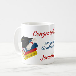 Afstudeerhoed en boeken gefeliciteerd koffiemok