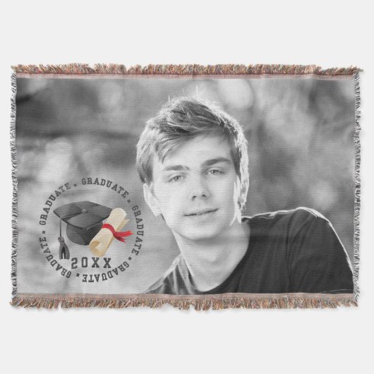 Afstudeerhoed en diploma foto deken (Voorkant)