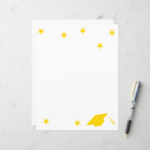 Afstudeerhoed gele sterren papiervel