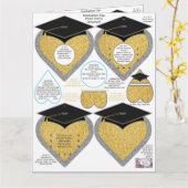 Afstudeerhoed Hart Frame Ornament 4,4 cm Foto Kaart (Gele Bloem)