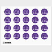 Afstudeerhoed Klasjaar Paars Ronde Sticker (Vel)