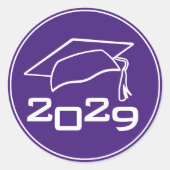 Afstudeerhoed Klasjaar Paars Ronde Sticker (Voorkant)