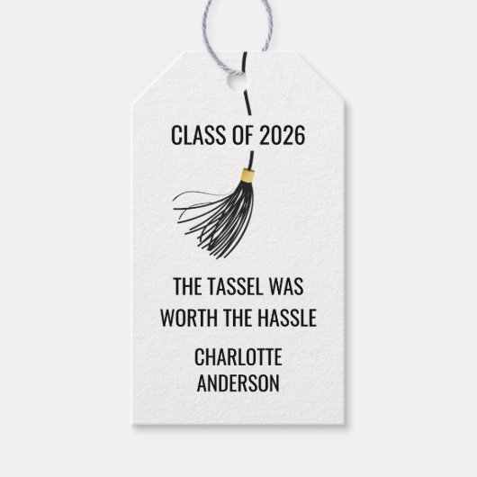 Afstudeerhoed Kwast Papier Cadeaulabel (Voorkant)