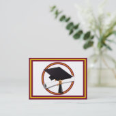 Afstudeerhoed met diploma - Goud & Rood Contactkaartje (Staand voorkant)