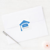 Afstudeerhoed met naam - vierkante sticker (Envelop)