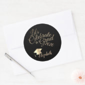 Afstudeerhoed, naam zwart ronde sticker (Envelop)