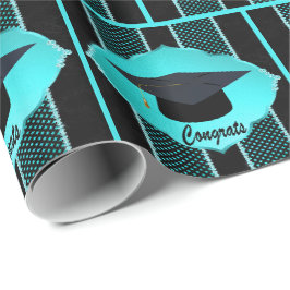 Afstudeerhoed Nep Rhinestone Zwart Turquoise Cadeaupapier