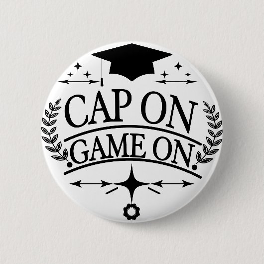 Afstudeerhoed Op, Game On!  Ronde Button 5,7 Cm (Voorkant)