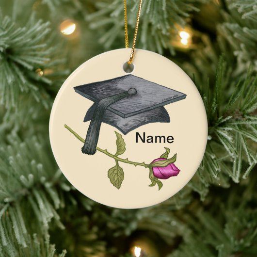 Afstudeerhoed Roos Keramisch Ornament (Boom)