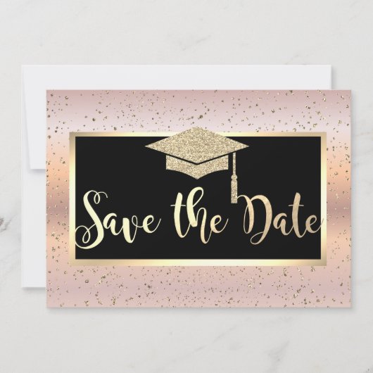 Afstudeerhoed, Roze Gouden Afstudeerdata Save The Date (Voorkant)