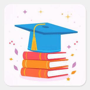 🎓 Afstudeerhoed Succes Cadeau Voor Student 🎁 Vierkante Sticker
