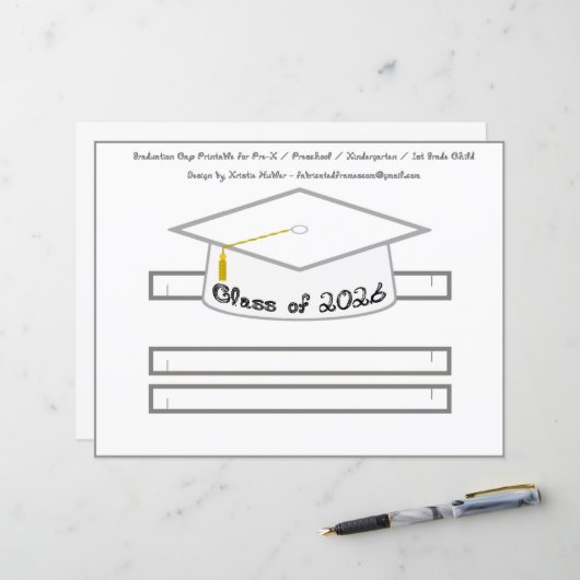 Afstudeerhoed Witte Feesthoed 2026 Zwarte Letterty (Voorkant / Achterkant in situ)