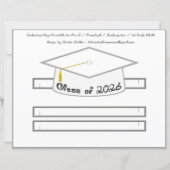 Afstudeerhoed Witte Feesthoed 2026 Zwarte Letterty (Voorkant)