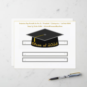 Afstudeerhoed Zwarte Feesthoed 2026 Gouden Letters