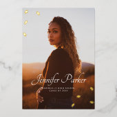 Afstudeerhoeden 1 foto afstuderen folie uitnodiging (Voorkant)