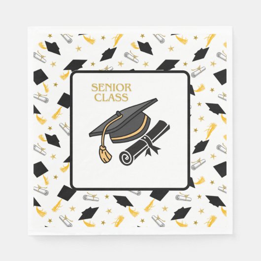 Afstudeerhoeden en diploma's servetten (Voorkant)