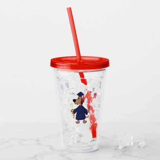 Afstudeerhond clipart acryl drinkbeker (Voorkant ijs)