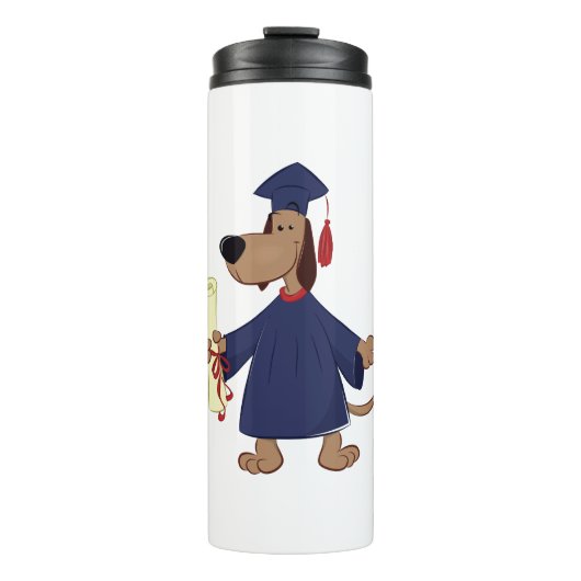 Afstudeerhond clipart thermosbeker (Voorkant)