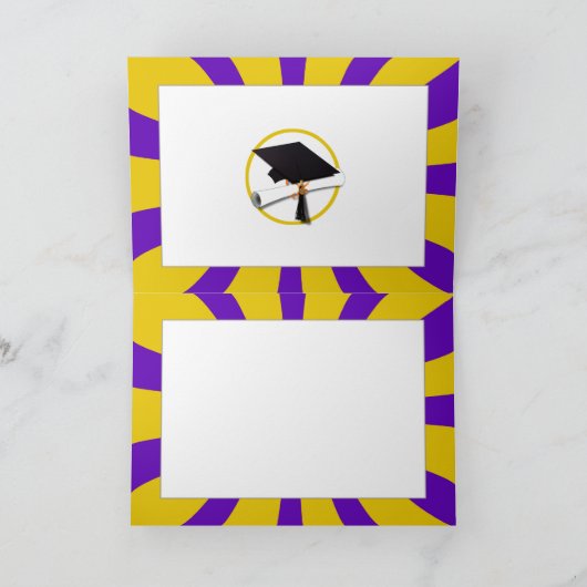 Afstudeeringsplak met diplomatie - Goud en Paarse Aankondiging (Binnen)