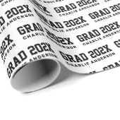 Afstudeerjaar 2024 afgestudeerde naam zwart wit cadeaupapier (Rol Hoek)