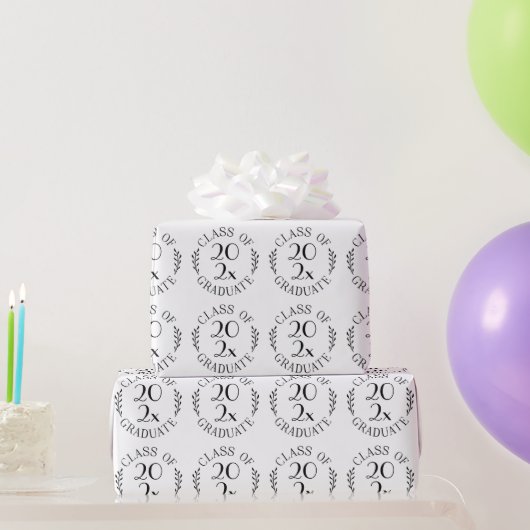 Afstudeerjaar Chic Zwart Wit Typografie Cadeaupapier (Feestgeschenken)