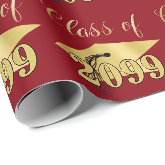 Afstudeerjaar Rood Metallic Goud Jaar van de klas Cadeaupapier (Rol Hoek)
