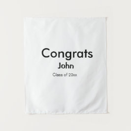 afstudeerjongen voeg naam congrats datum jaar teks wandkleed