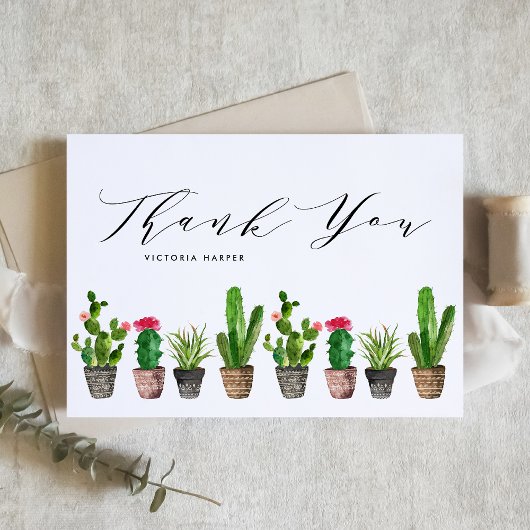 Afstudeerkaart met Boho Pot Succulenten en Cactus Bedankkaart