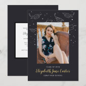 Afstudeerkaart met hoeden en confetti kaart (Voorkant / Achterkant)