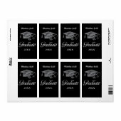 Afstudeerkap en diploma Black & Silver 3D-look Etiket (Full Sheet)