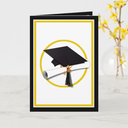 Afstudeerkap en diploma kaart (Gele Bloem)