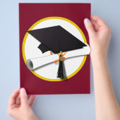 Afstudeerkap en diplomatie - Donkere rode achtergr Flyer (Hand)