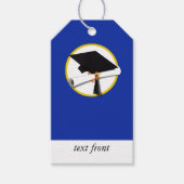 Afstudeerkap met diploma - blauw cadeaulabel (Voorkant)